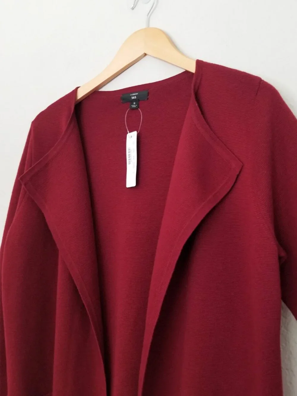 NEW J. Crew 365 Juliette Open-Front Collarless Sweater Blazer in Burgundy S $158